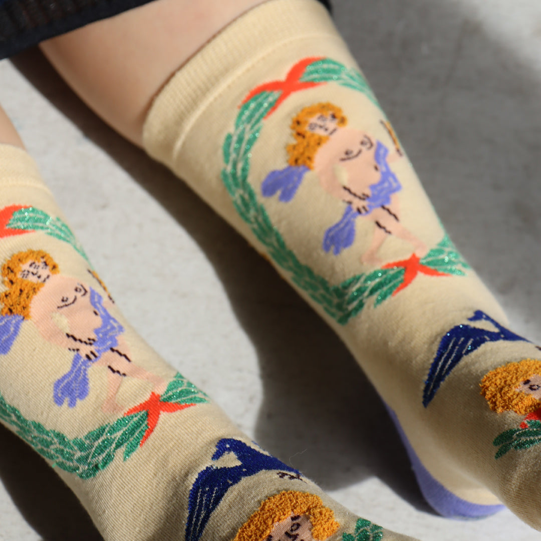 KIVISDOU きびす堂｜【2足組】タロットカード クルーソックス 靴下 レディース ラメ糸 シャギー糸  STAR WORLD｜k41163