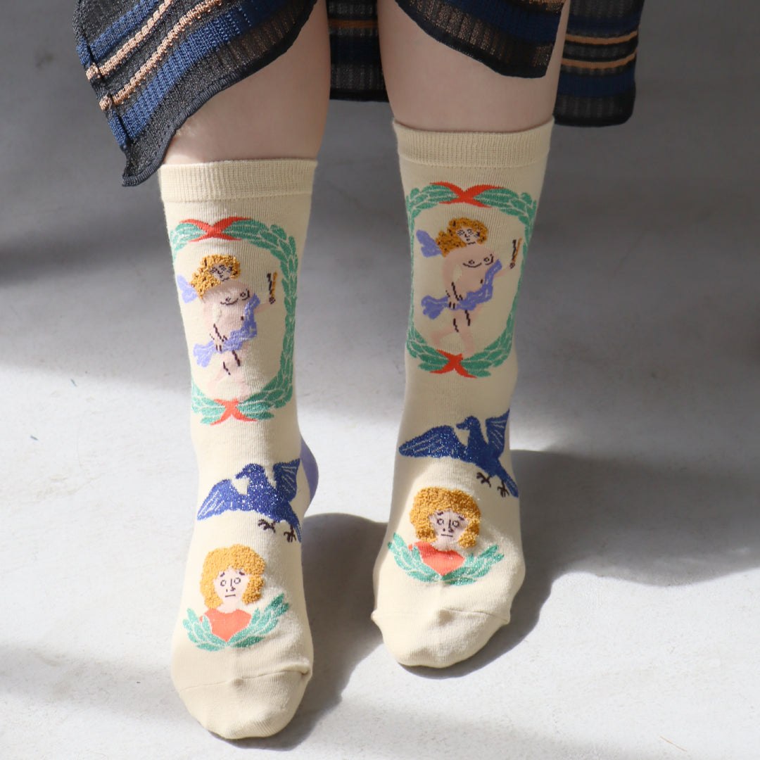 KIVISDOU きびす堂｜【2足組】タロットカード クルーソックス 靴下 レディース ラメ糸 シャギー糸  STAR WORLD｜k41163