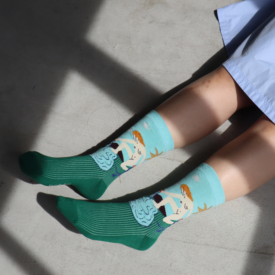 KIVISDOU きびす堂｜【2足組】タロットカード クルーソックス 靴下 レディース ラメ糸 シャギー糸  STAR WORLD｜k41163