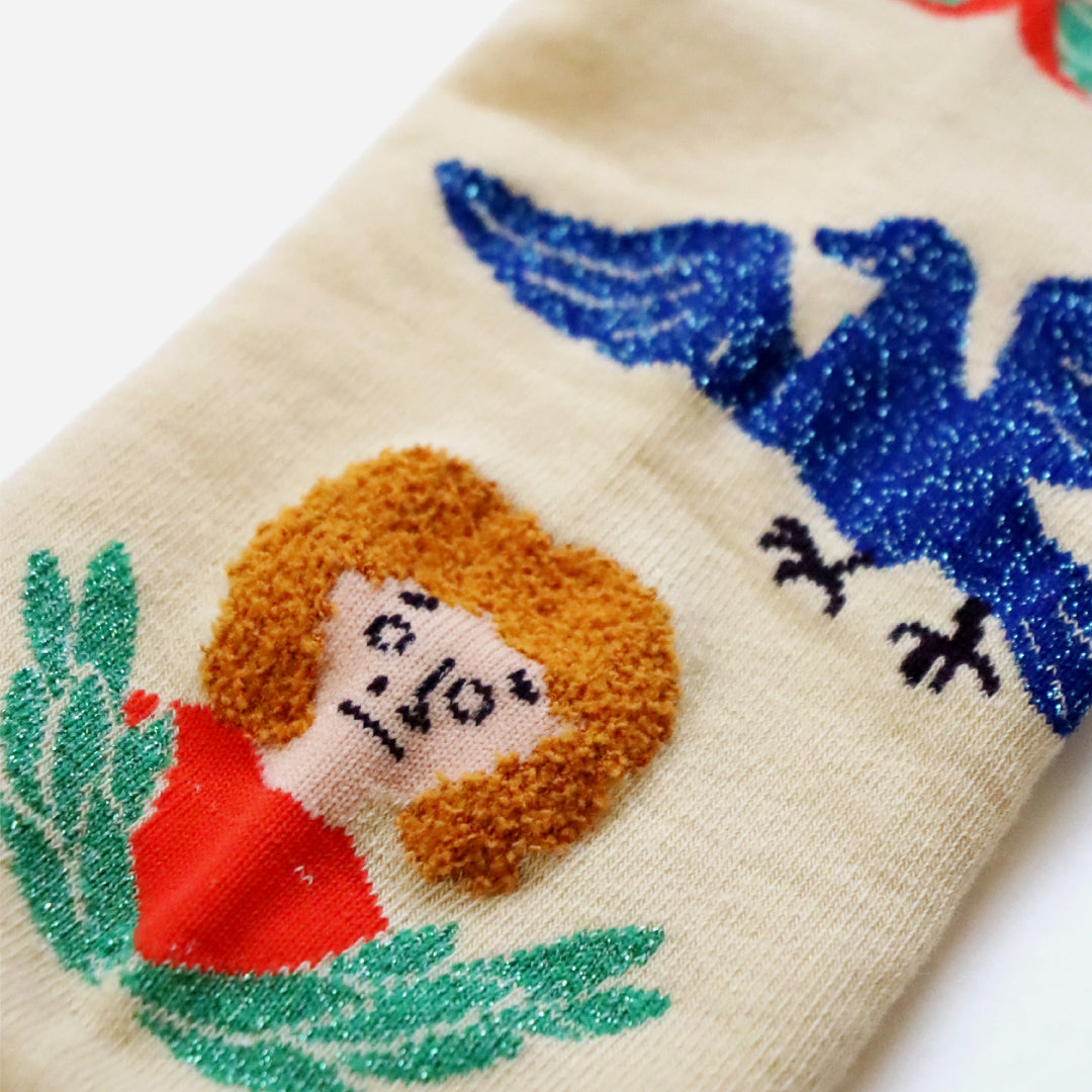 KIVISDOU きびす堂｜【2足組】タロットカード クルーソックス 靴下 レディース ラメ糸 シャギー糸  STAR WORLD｜k41163