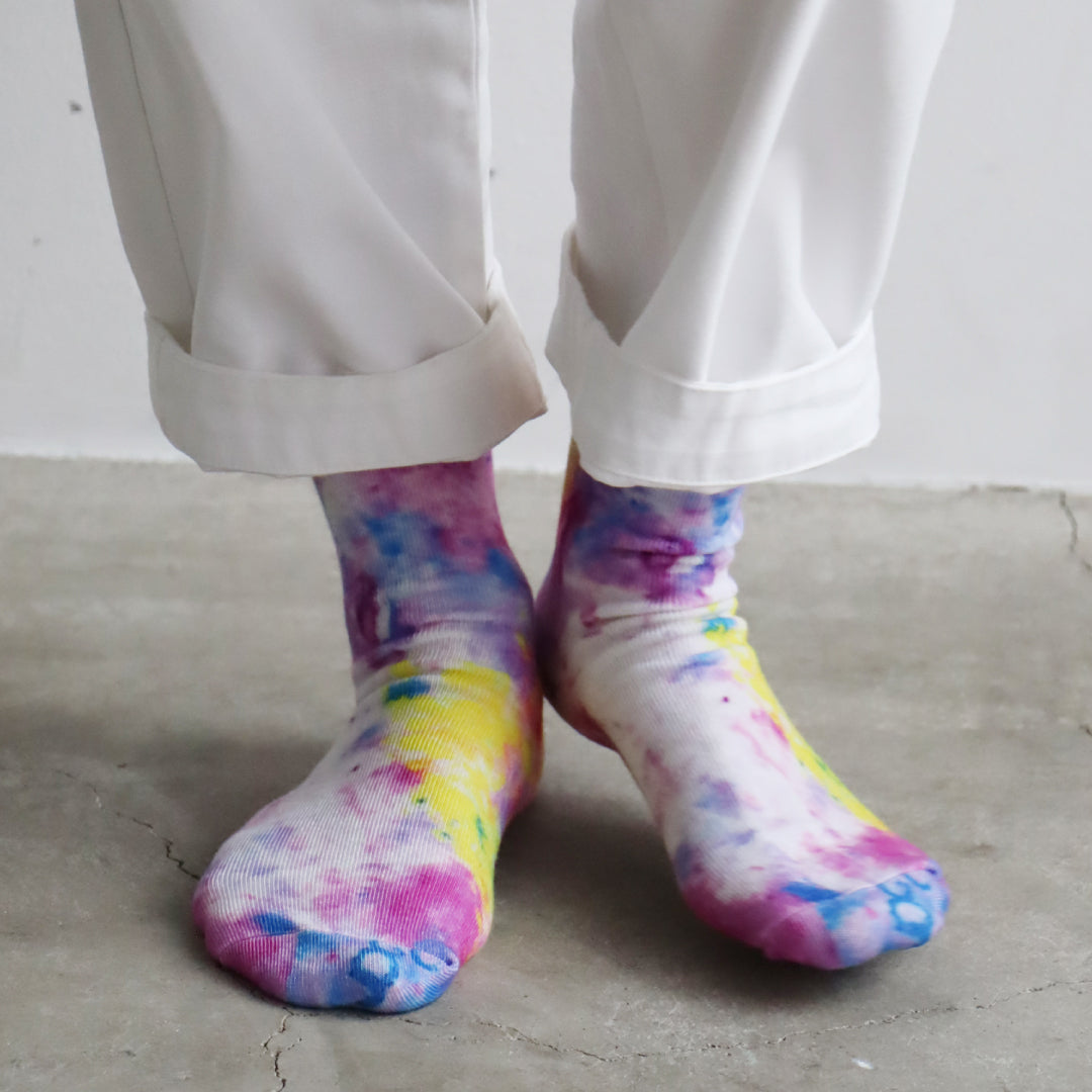 KIVISDOU きびす堂｜【2足組】青のねむり色のめざめ プリントクルーソックス 個性的 総柄 靴下 レディース ｜k41171