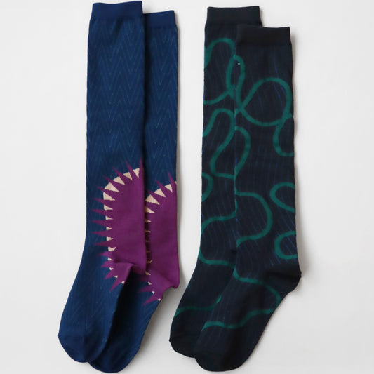 KIVISDOU きびす堂｜チカチカ幻覚デザインが個性的【2足組】ドープ ハイソックス｜k51016