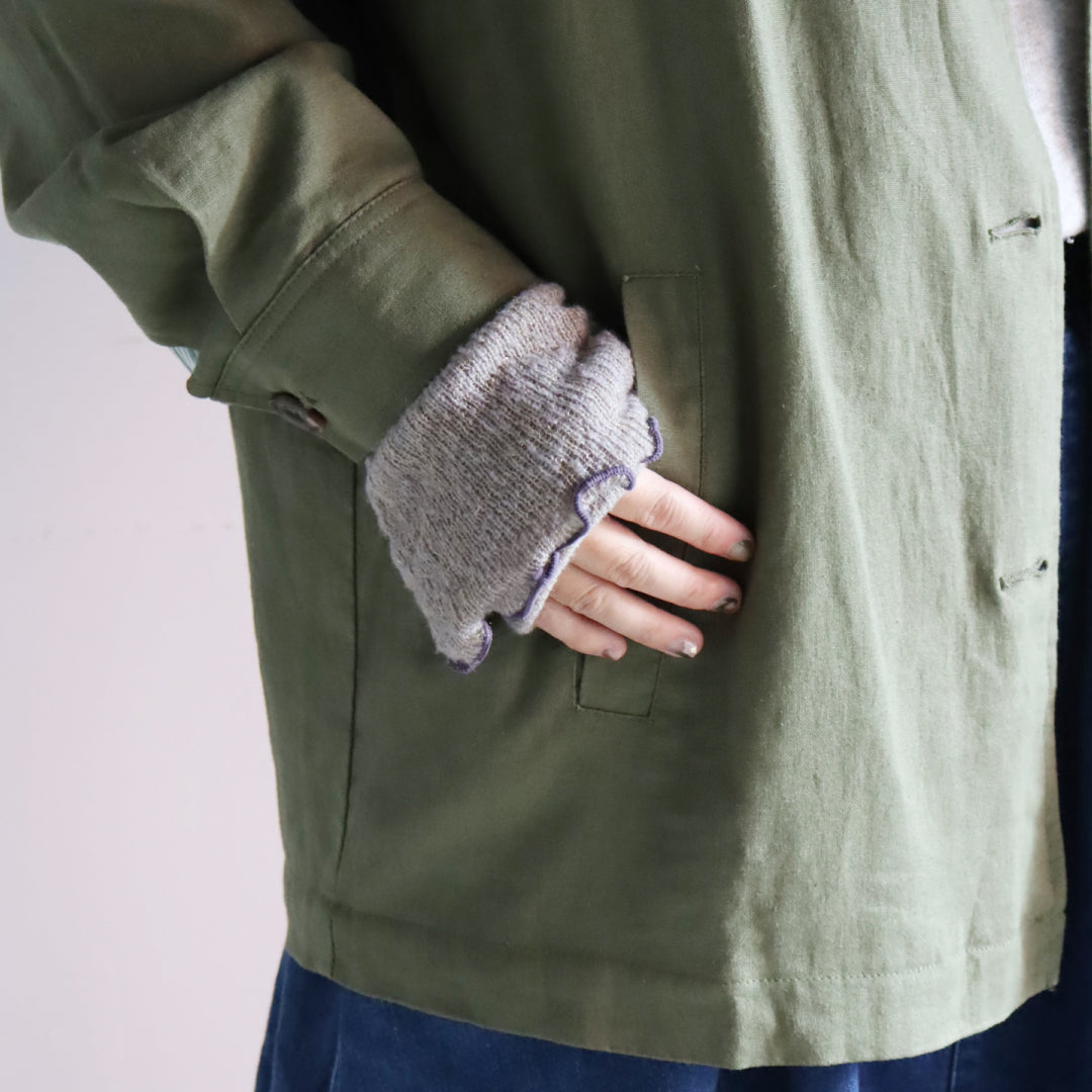 KIVISDOU きびす堂｜チューリップフリル ハンドウォーマー ｜ラメ入り 指なし手袋 スマホ操作も楽々！チクチクしないあったか防寒グッズ｜k61092