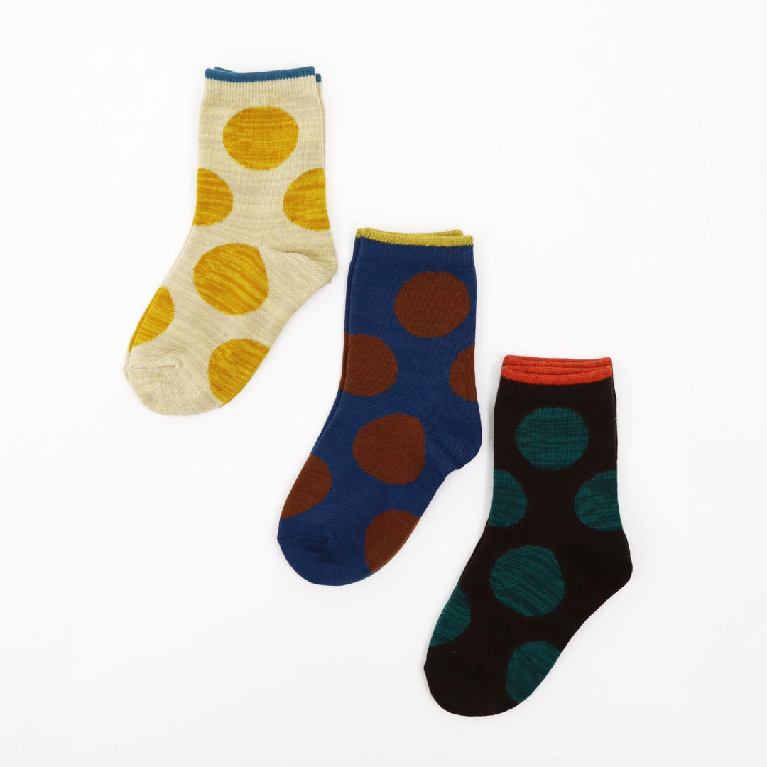 stample スタンプル｜【キッズ】3足組ニュアンスドット クルーソックス 靴下 おしゃれドット柄｜73272