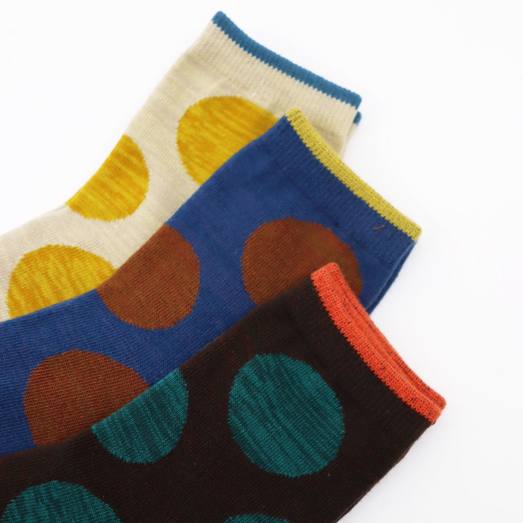 stample スタンプル｜【キッズ】3足組ニュアンスドット クルーソックス 靴下 おしゃれドット柄｜73272