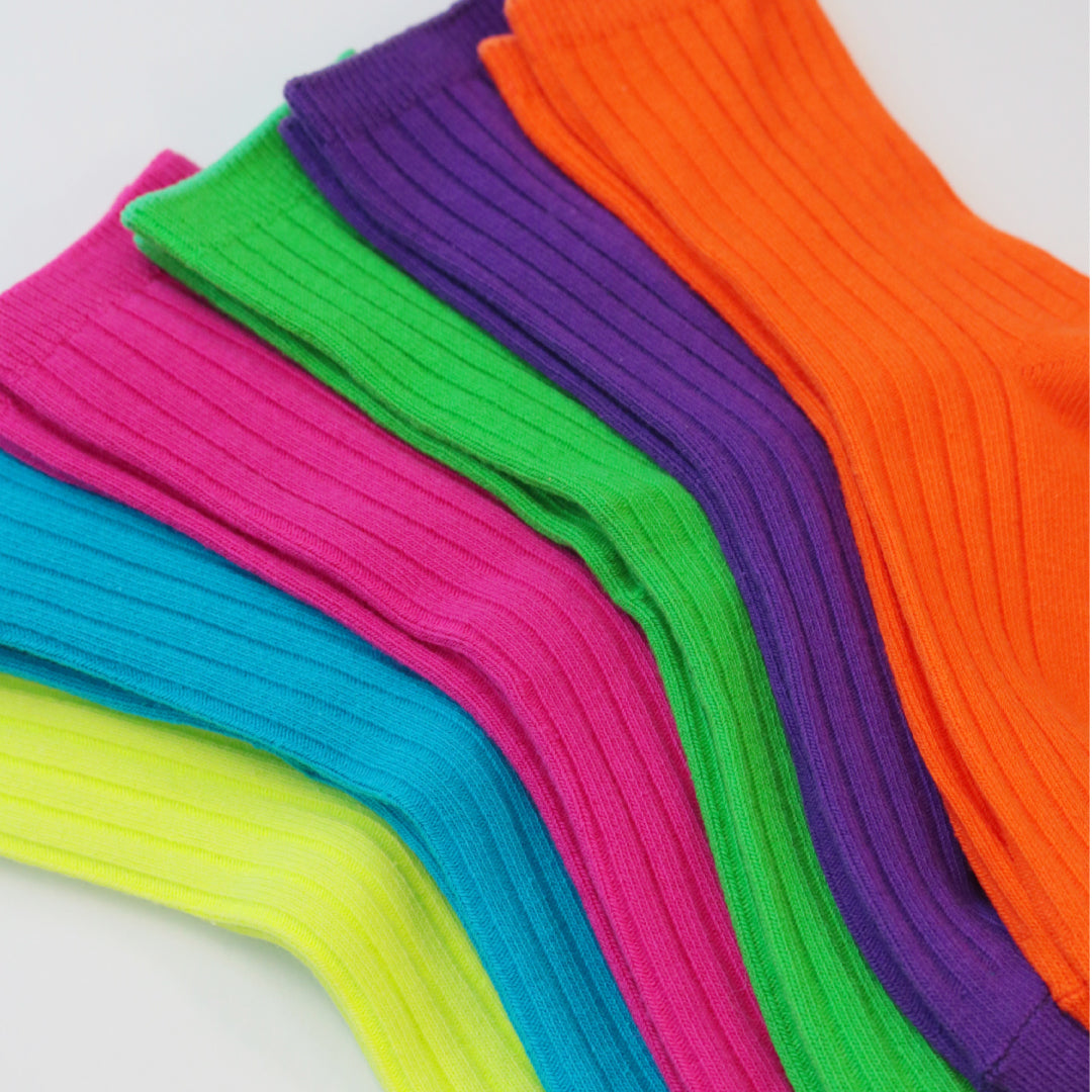 stample スタンプル｜【キッズ】ネオンリブクルーソックス 靴下 カラフル無地 差し色に｜72994