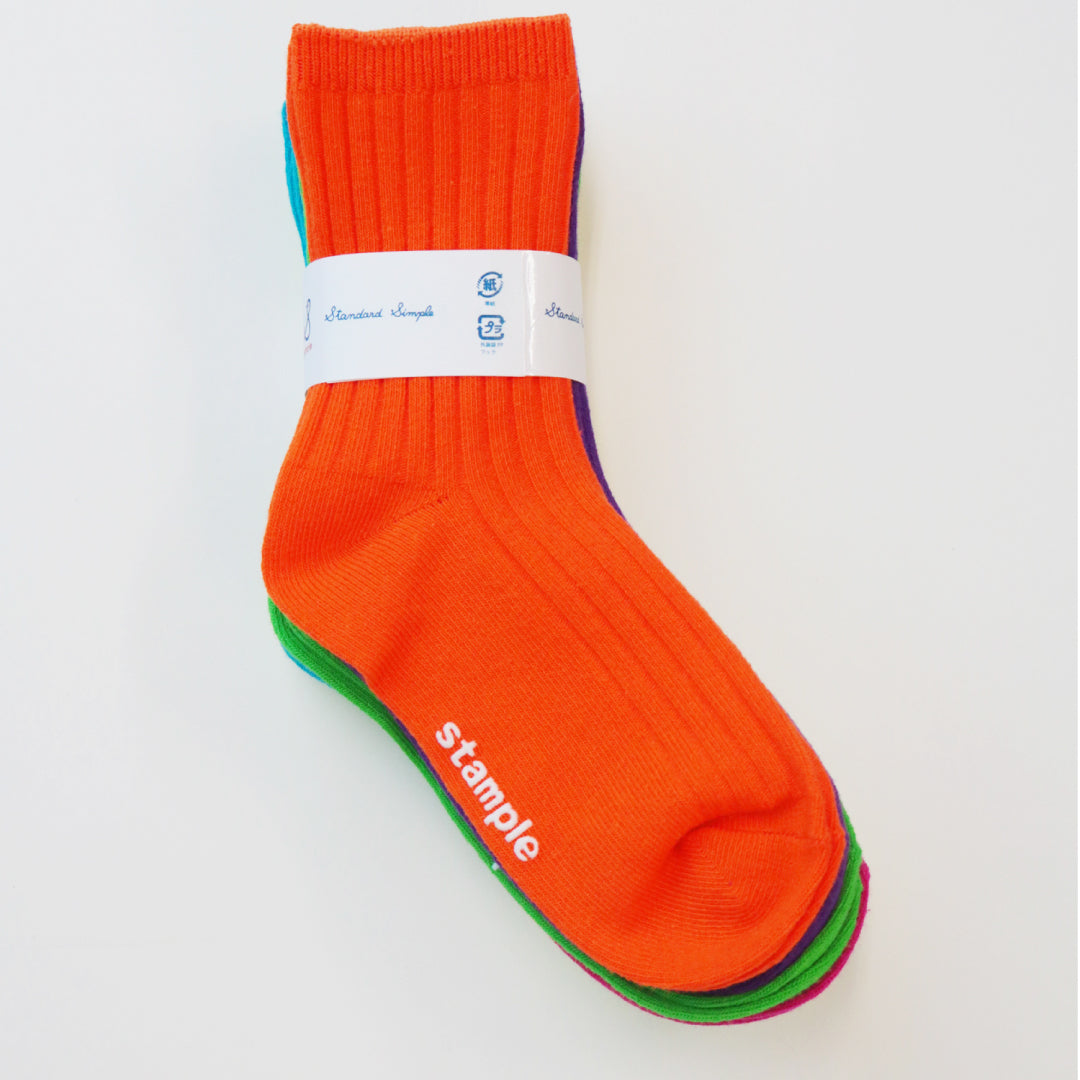 stample スタンプル｜【キッズ】ネオンリブクルーソックス 靴下 カラフル無地 差し色に｜72994