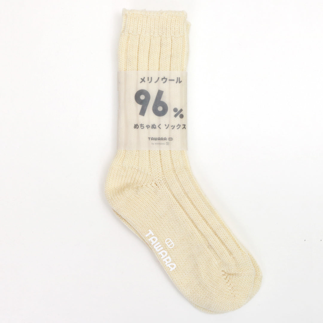 TAWARA タワラ｜メリノウール96% めちゃぬくローゲージ クルーソックス１足 手編み風 暖かい 蒸れない 秋冬｜t40664