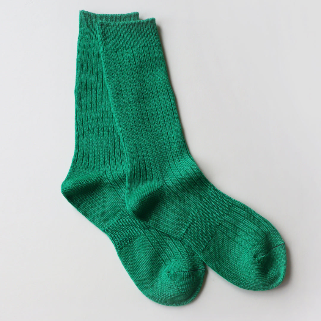 TAWARA タワラ｜ちょびっとウール混 ローゲージリブ クルーソックス【高発色・長め丈】カラーソックス｜t40805