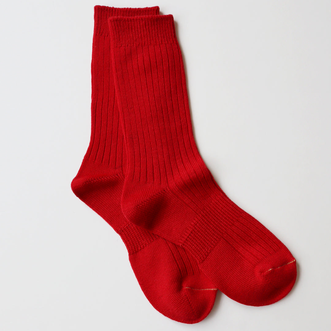 TAWARA タワラ｜ちょびっとウール混 ローゲージリブ クルーソックス【高発色・長め丈】カラーソックス｜t40805