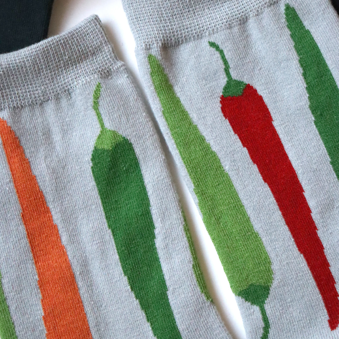 KIVISDOU きびす堂｜【2足組】お野菜クルーソックス  ラディッシュ トウガラシ ポップ柄 靴下｜k41025