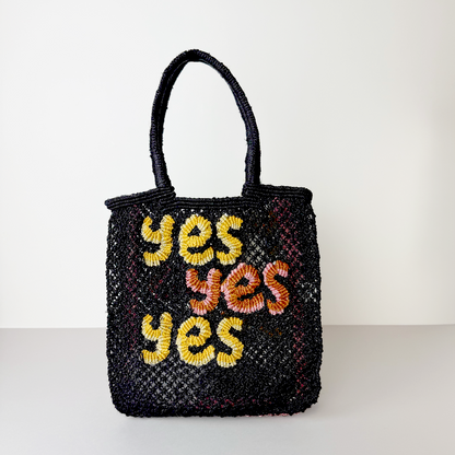 THE JACKSONS ジャクソンズ｜ショルダーバッグ LOTTIE YES YES YES ジュートバッグ ハンドメイド ロンドン 黒｜LOTTIE-BK